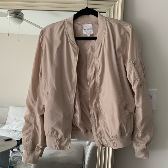 SOLD* Nude Tan Bomber Jacket - Picture 2 of 3